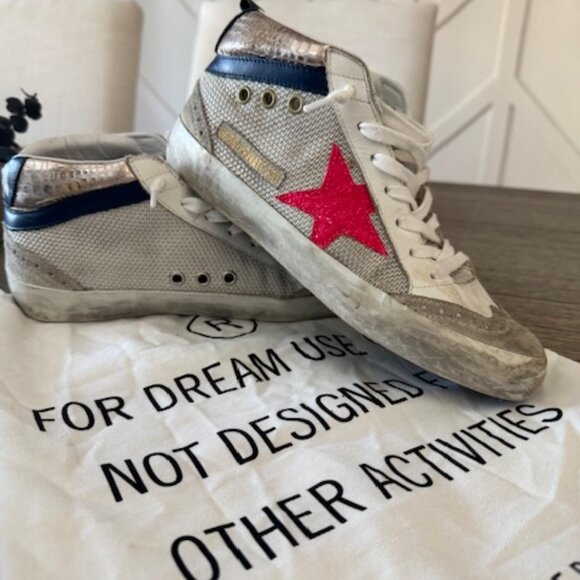Golden Goose Mid Star Navy White and Pink Size 37 - Picture 2 of 5